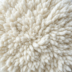 Close-up of soft white fleece texture with a cozy and fluffy appearance.