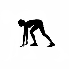 Female athlete bending forward to touch toes silhouette isolated on white background