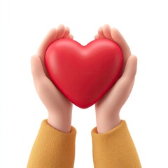 Cartoon hands holding a red heart (2)