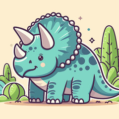 cute triceratops dinosaurs illustration