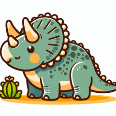 cute triceratops dinosaurs illustration