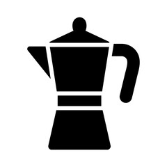 Illustration of a black coffee and coffee accessories icon isolated on a white background