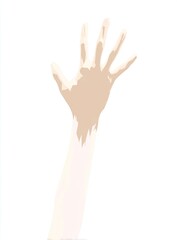 Light beige hand and arm raised, stained