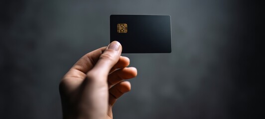 The hand holding a luxurious black credit card with gold detailing.