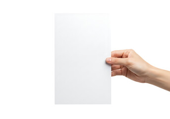 Fototapeta premium Hand holding blank flyer mockup