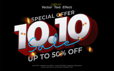 10.10 sale poster design or shopping day flyer with long shadow effect