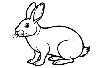 A poised rabbit with expressive whiskers sits serenely in a monochrome line art