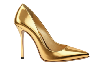 Gold High heel shoe isolated on white - 3d illustration
