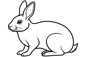 Black outline shows a white rabbit sitting alert