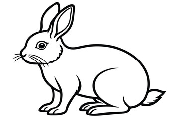 Obraz premium Cartoon outline displays rabbit sitting quietly, illustrated with a clean white background