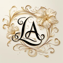 Luxury LA Monogram Logo with Elegant Flourish Ornament
