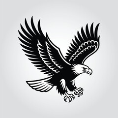 Fototapeta premium Black eagle with wings spread landing bird flying