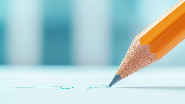 Pencil with Paper Icon A close up of a pencil tip on paper, with handwritten notes and sketches, visualizing the act of brainstorming and developing concepts.