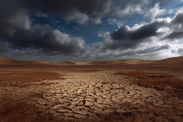 Vast cracked earth under dramatic sky (6)