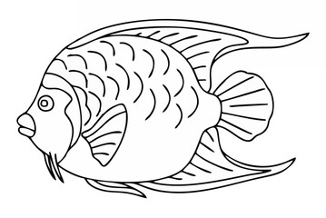 Tropical Fish Hand Drawn line...