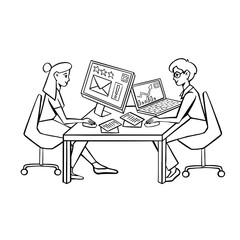 Fototapeta premium Joint work in the office, cooperation line