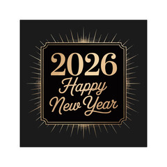 Elegant Gold and Black Happy New Year 2026 Design