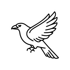 Fototapeta premium Mystical bird raven flying in outline illustration style - Concept of Halloween outline icon 