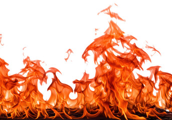 Fiery flames isolated on transparent background