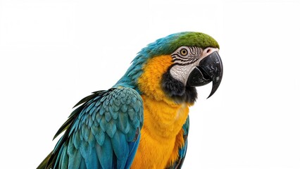 Obraz premium Group of colorful macaw birds against a white background
