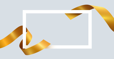 White frame with golden ribbon. Vector illustration © hobbitfoot