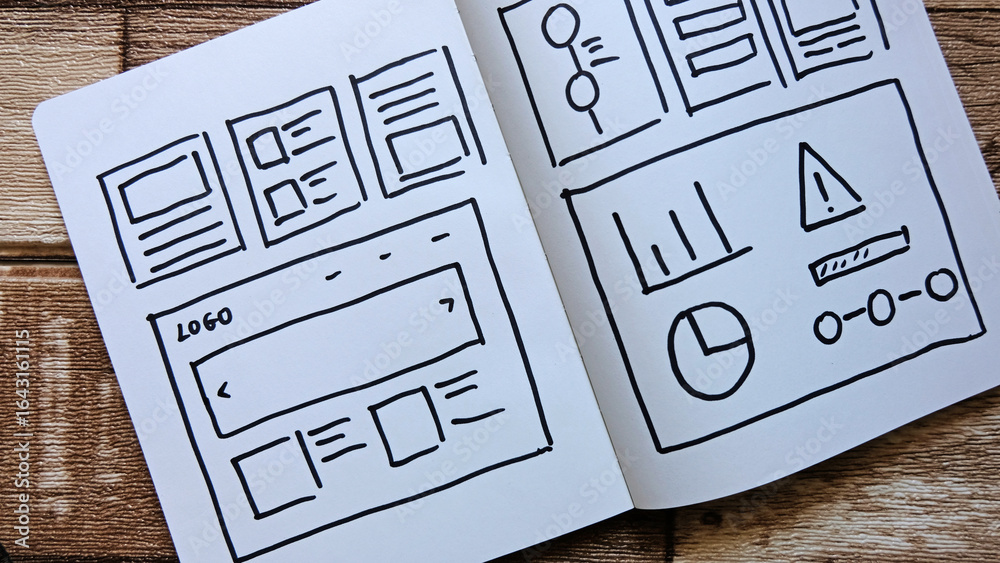 Canvas Prints draft sketch drawing template layout framework wireframe. user experience concept.