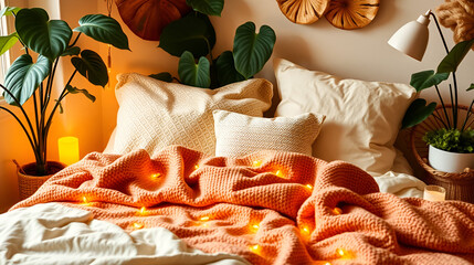 philodendron monstera coy hygge home bedding blanket golden hour