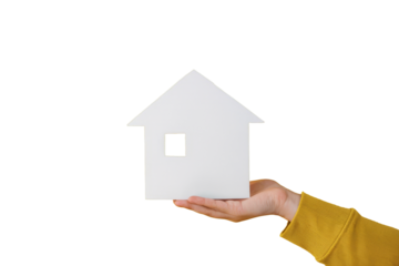 house in hand, isolated on white background.