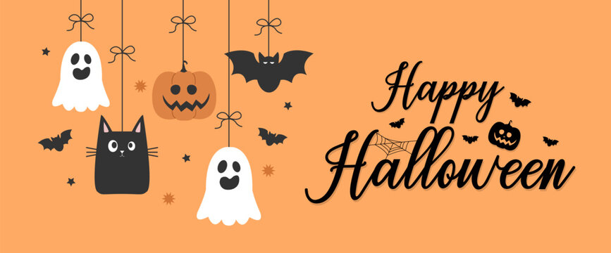 Halloween greeting card or banner. vector illustration