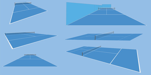 padel tennis court in different perspective collection set