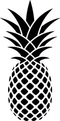 Obraz premium Black pineapple fruit with spiky leaves and patterned body white tropical