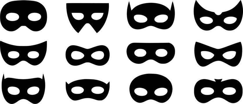 Black superhero masks collection graphic design costume disguise