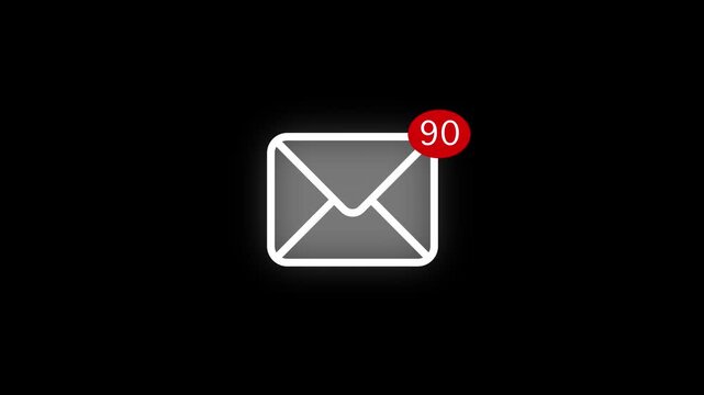 Email Icon notification animation on green screen background. Social media, connections, computing and data processing concept.