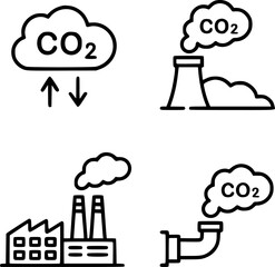 Factory pollution emission industrial carbon dioxide cloud graphic vector