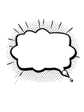 Manga speech bubble. Comic text frame with pop art halftone dotted effect. Balloon chat shape for dialog. Cloud for shock shout and scream action messages. Irregular cartoon decoration