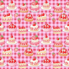 seamless pattern with strawberry dessert