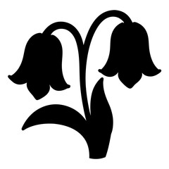 Minimalist Black and White Illustration of Two BellShaped Flowers with Curved Stems