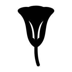 Stylized black and white floral illustration with symmetrical abstract flower petals