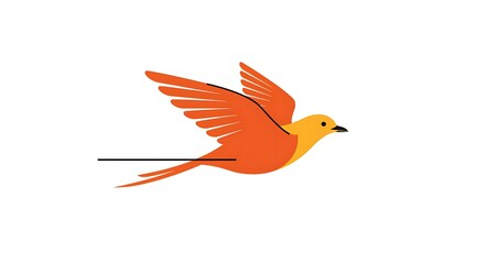 Obraz premium Stylized Orange Bird in Flight with Horizontal Line