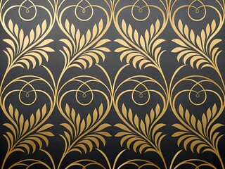 Art Deco Golden Peacock Feather Pattern - Luxury Seamless Vintage Design