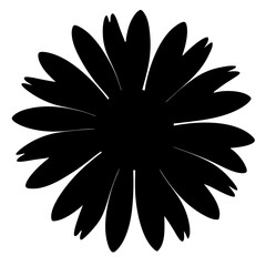 Silhouette of a Stylized Flower Head with Pointed and Rounded Petals