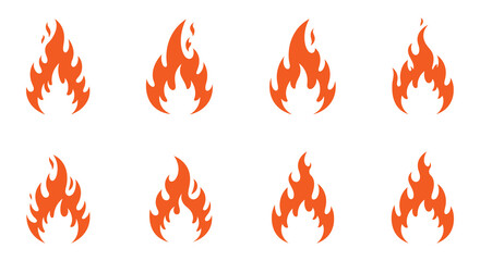 fire flames set vector illustration