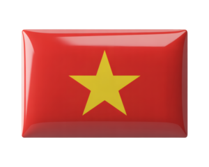 glossy rectangular pin featuring the Vietnamese flag, perfect for lapels and collection