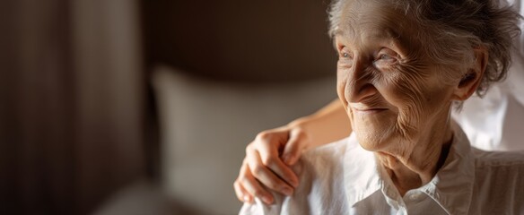 The elderly woman enjoying a joyful moment with a loving caregiver.