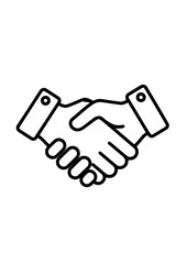 Two hands shaking in agreement isolated on white background