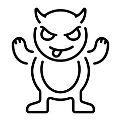 A line style icon showing fluffy monster