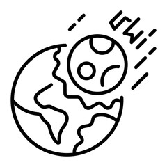 A linear style icon representing comet impact