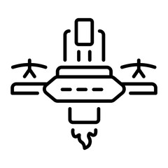 A linear style icon representing drone