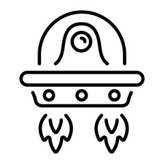 An outline style icon depicting alien ufo 