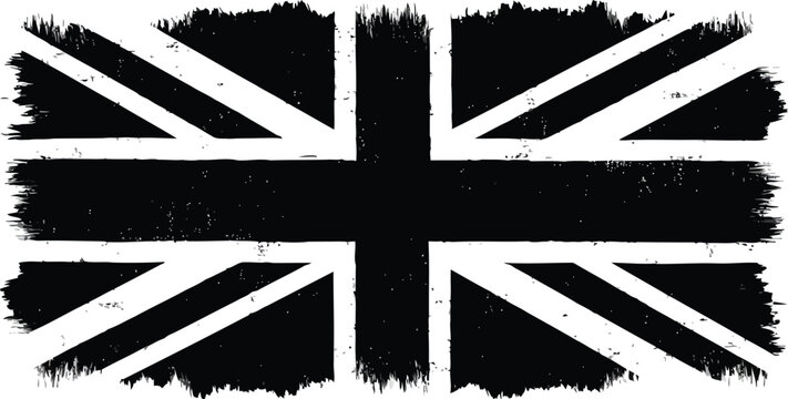 Distressed union jack flag black white grunge